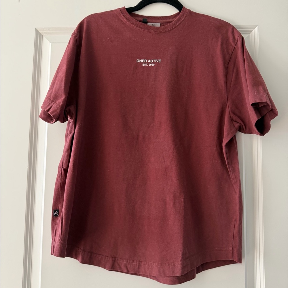 Oner Active Short Sleeve Tee in Maroon with White Logo